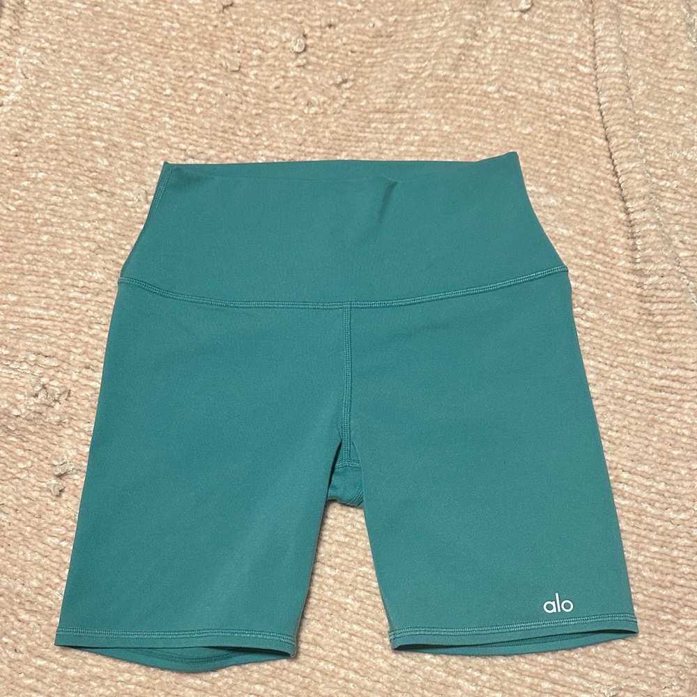 ALO Yoga Airbrush Women's Deep Teal Bike Shorts